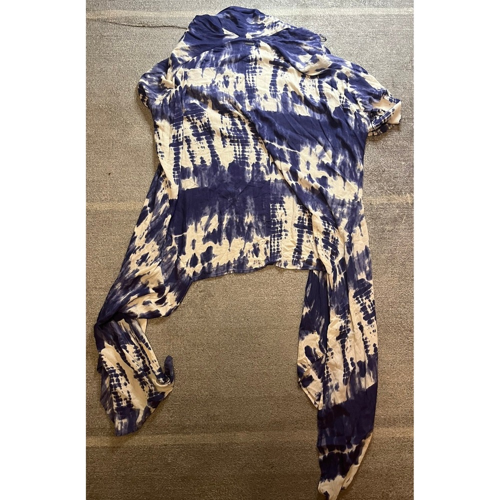 Billabong Womens Blue White Tie Dye Open Front Kimono Wrap Rayon M/L Boho Fairy - Picture 2 of 8